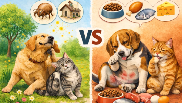 JEUK BIJ HOND OF KAT: VOEDSELALLERGIE, OMGEVINGSALLERGIE OF DARMPROBLEEM?